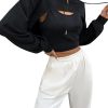 Women Cropped Hoodie Zip Up Long Sleeve Crop Top Sweatshirts