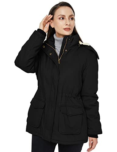 Women's Winter Warm Sherpa Lined Jacket Heavy Parka Coat with Hood