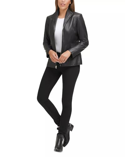 Women's Leather Wing Collared Jacket (Standard and Plus Size)
