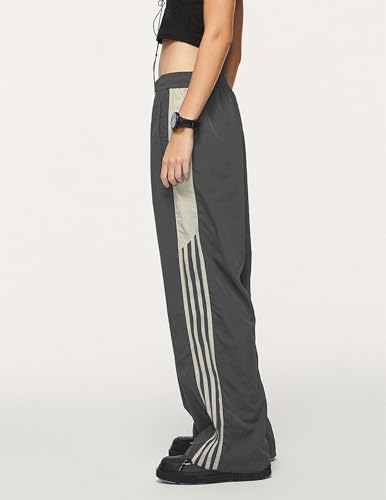 Striped Track Pants Men Parachute Pants Women Baggy Sweatpants Y2k Wide Leg Cargo Pants with Drawstring