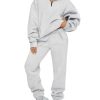 Women's Sweatsuits 2 Piece Outfits Lounge Sets Long Sleeve Half Zip Pullover and Baggy Sweatpants with Pockets