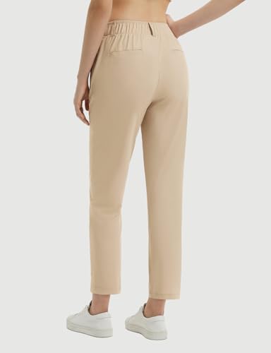 Women's Golf Pants with Belt Loops Zipper Pockets Stretch Travel Work Bussiness Dressy Casual Slacks UPF 50+