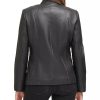 Women's Leather Wing Collared Jacket (Standard and Plus Size)