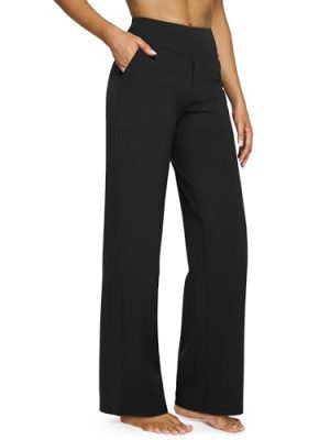 Yoga Pants Women Wide Leg Pants with Pockets High Waist Stretch Dress Casual Sweatpants Petite/Regular/Tall