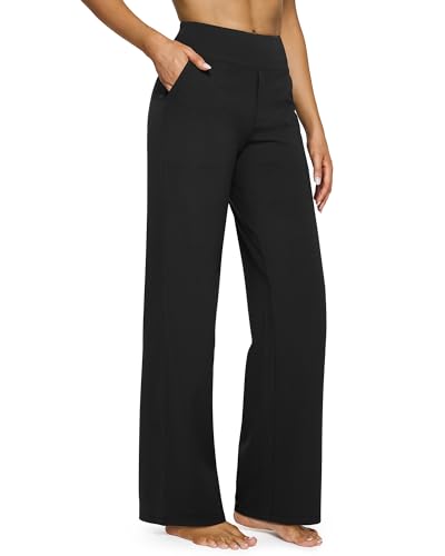 Yoga Pants Women Wide Leg Pants with Pockets High Waist Stretch Dress Casual Sweatpants Petite/Regular/Tall