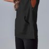 Womens Oversized Half Zip Hoodies Short Sleeve Casual Sweatshirts Pullover Tops with Pockets