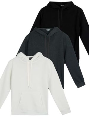 3 Pack: Women's Fleece Long-Sleeve Pullover Hoodie Active Sweatshirt Kangaroo Pocket - (Available In Plus)