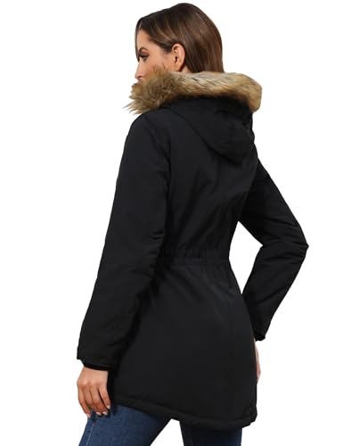 Women's Winter Coats Fleece Lined Parka Jacket Hooded Long Winter Warm Parka Coat with Pockets