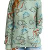 Women Dinosaur Funny Hoodie Sweatshirt Pocket Crewneck Casual Loose Cute Tops Long Sleeve Hoodied Pullover Shirt