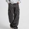 Mens Baggy Jeans for Men Women Y2k Skater Vintage Plain Pants Multiple Pockets Casual Wide Leg Loose Fit Cargo Denim Jeans
