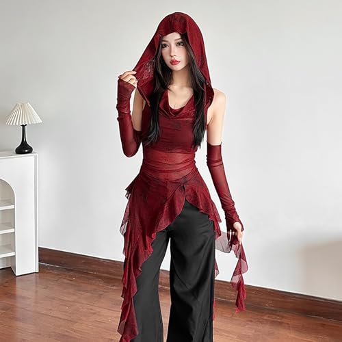 Hoodies Vest Top for Women Y2k Wasteland Rogue Medieval Tops Sleeveless Going Out Hooded Tops Streetwear