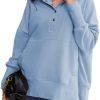 Womens Oversized Sweatshirts Hoodies Fleece Button Neck Hooded Tops Casual Pullover Tunics Winter Outfits 2025