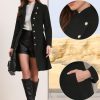Pea Coats for Women Stand Collar Single Breasted Fall Winter Long Trench Coat with Belt 2025