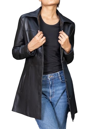 Casual Car Coat Lambskin Leather Jacket Women – ¾ Length Blazer Overcoat Style Leather Long Coat Women