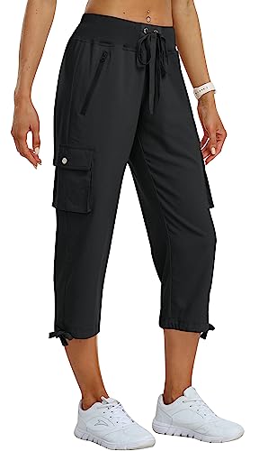 Women's Cargo Capris Pants Loose Fit Casual Hiking Pants Lightweight Quick Dry Travel Summer Pants for Women