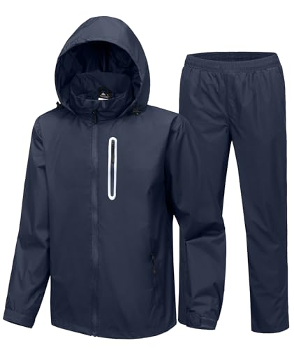 Men Women Rain Suit Waterproof Lightweight Hooded Raincoat Jacket and Pants for Golf, Hiking, Travel