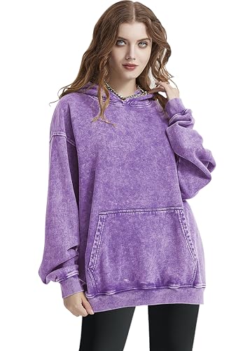 Womens Oversized Hoodies Unisex Casual Hooded Sweatshirts Vintage Wash Cotton Mens Pullover Tops