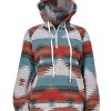 Women's Aztec Print Pattern Western Ethnic Half Zip Long Sleeve Pullover Hoodie Sweatshirt