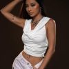 Rave Outfits for Women Sexy Backless Hoodie Draped Halter Tank Top Going Out Concert Festival Party Streetwear