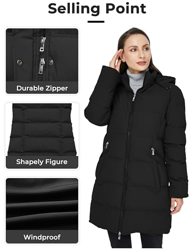 Women's Warm Thickened Parka Coat Winter Puffer Jacket with Removable Hood