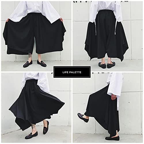 Life Palette Japanese Style Samurai Hakama Harem Pants Men Women Yoga Ninja Pants Black…