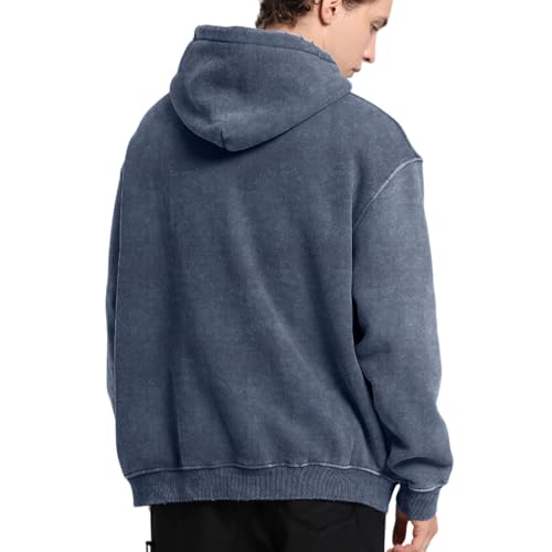 Mens Hoodies Oversized Unisex Acid Wash Hoodie Heavyweight Fleece Vintage Cotton Sweatshirt Men Women Streetwear