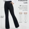 Womens Yoga Dress Pants Work with 4 Pockets Bootcut Business Leggings Stretch High Waisted Slacks Casual 30"