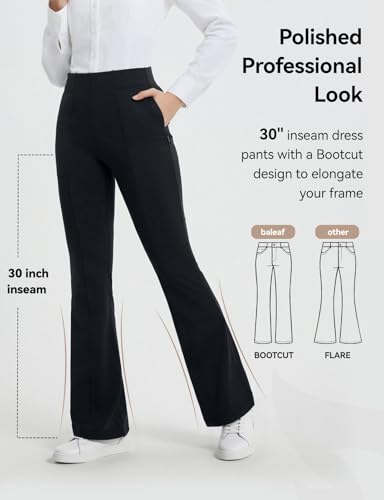 Womens Yoga Dress Pants Work with 4 Pockets Bootcut Business Leggings Stretch High Waisted Slacks Casual 30"
