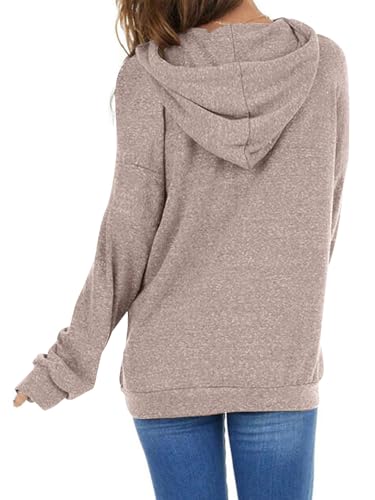 Women's Long Sleeve Drawstring Hoodies Sweatshirt Casual Loose Lightweight Pullover Tops with Pocket