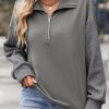 Womens Casual Long Sleeve Half Zip Sweatshirt Loose Pullover Tops Fall Fashion 2025 Quarter Zipper Hoodies