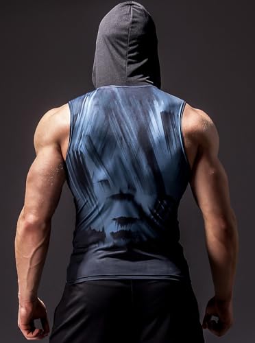 Men’s Sleeveless Hoodie Gym Tank Tops Bodybuilding Sleeveless Workout Hoodie Muscle Cut Off Sweatshirt for Men