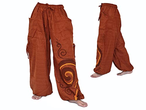 Baggy Harem Pants Men Women, Wide Leg Yoga Lounge Trousers, Adjustable Length, 2 Pockets, One Size