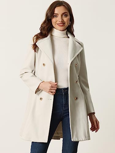 Winter Long Coat for Women's Lapel Collar Double Breast Coats