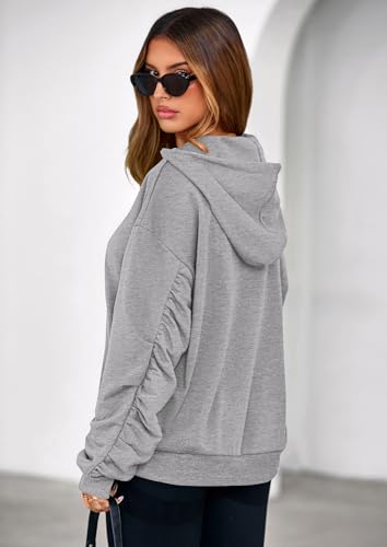 Hoodies for Women Oversized Pullover Sweatshirts 2025 Ruched Long Sleeve Casual Tops Fall Fashion Y2K Clothes