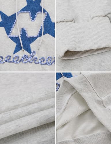 Star Embroidered Graphic Hoodie Y2k Oversize Vintage Long Sleeve Pullover 2025 Streetwear Outfits
