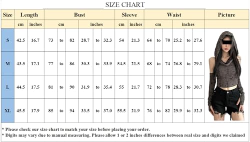 Women Off Shoulder Hooded Top - Ripped Crop & Long Sleeve Y2K Tees With Detachable Sleeves