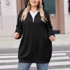 Women Plus Size Zip Up Hoodies Long Sleeve Tunic Sweatshirt Long Fleece Hoodie Jacket with Pockets