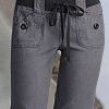 Low Rise Cargo Wide Leg Pants for Women Drawstring Flap Pockets Y2K Bow Tie Casual Flare Pants