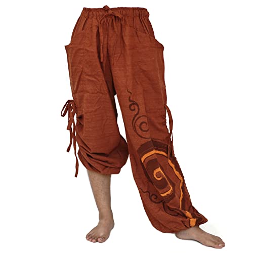 Baggy Harem Pants Men Women, Wide Leg Yoga Lounge Trousers, Adjustable Length, 2 Pockets, One Size
