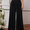 Women's Wide Leg Palazzo Pleated Pants High Waisted Flowy Loose Dressy Casual Long Trousers