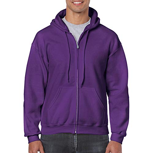 Heavy Blend Unisex Adult Full Zip Hooded Sweatshirt Top (M) (Purple)