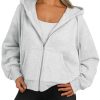 Zip Up Hoodies For Women Cropped Sweatshirts Fall Fashion Outfits 2025 Y2k Fleece Teen Girls Clothes
