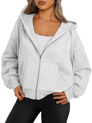 Zip Up Hoodies For Women Cropped Sweatshirts Fall Fashion Outfits 2025 Y2k Fleece Teen Girls Clothes