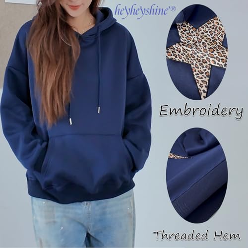 Star Graphic Hoodies Oversized Y2k Leopard Print Hooded Sweatshirt Cheetah Hoodie Streetwear Unisex Pullover Tops