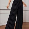 Women's Wide Leg Palazzo Pleated Pants High Waisted Flowy Loose Dressy Casual Long Trousers