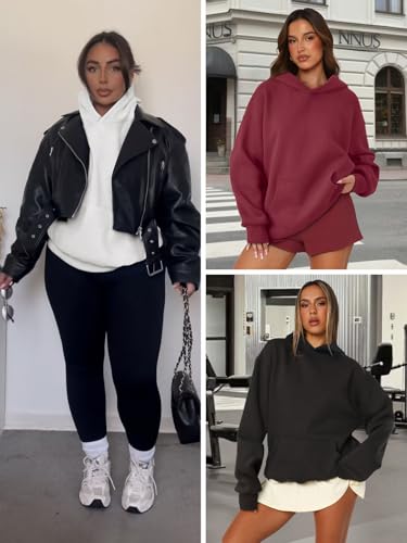 Womens Oversized Hoodies Fleece Sweatshirts Long Sleeve Sweaters Pullover Fall Clothes with Pocket