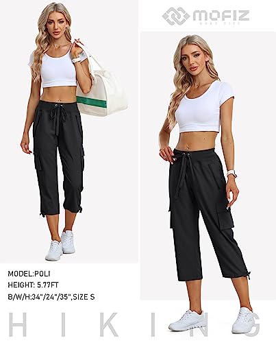Women's Cargo Capris Pants Loose Fit Casual Hiking Pants Lightweight Quick Dry Travel Summer Pants for Women