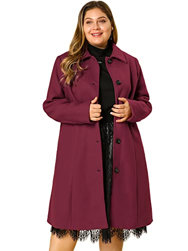 Women's Plus Size Single Breasted Belted Winter Long Coat