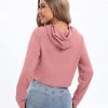 Women's Drawstring Cropped Hoodie Casual Hoodies for Women Workout Crop Tops Sweatshirt Long Sleeve Crop Top
