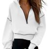 Women's 2025 Fall Hooded Sweatshirts Long Sleeve Half Zip Cropped Hoodies Pullover Winter Fashion Clothes